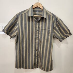 Kuhl Shirt Mens Large Gray Striped Short Sleeve Casual Hiking Outdoor Walking
